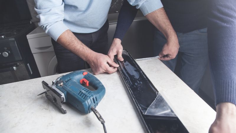 Custom countertops being measured